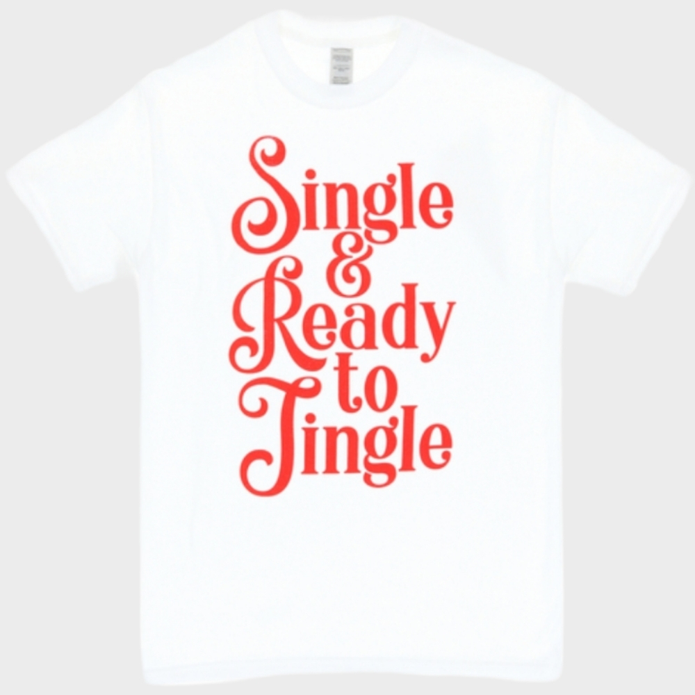 BOGO NWT GILDAN ACTIVEWEAR Cotton Christmas Single & Ready To Jingle Teeshirt